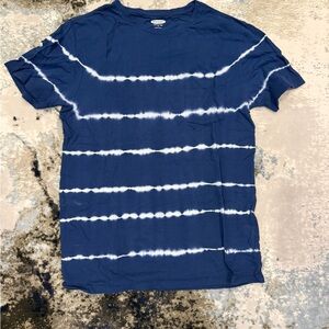Old Navy Navy Blue & White Tie-Dye Pocket Tee